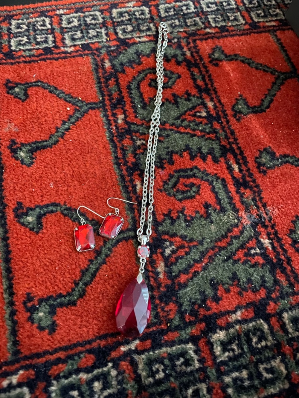 Lovely Red Crystal Necklace and earring set